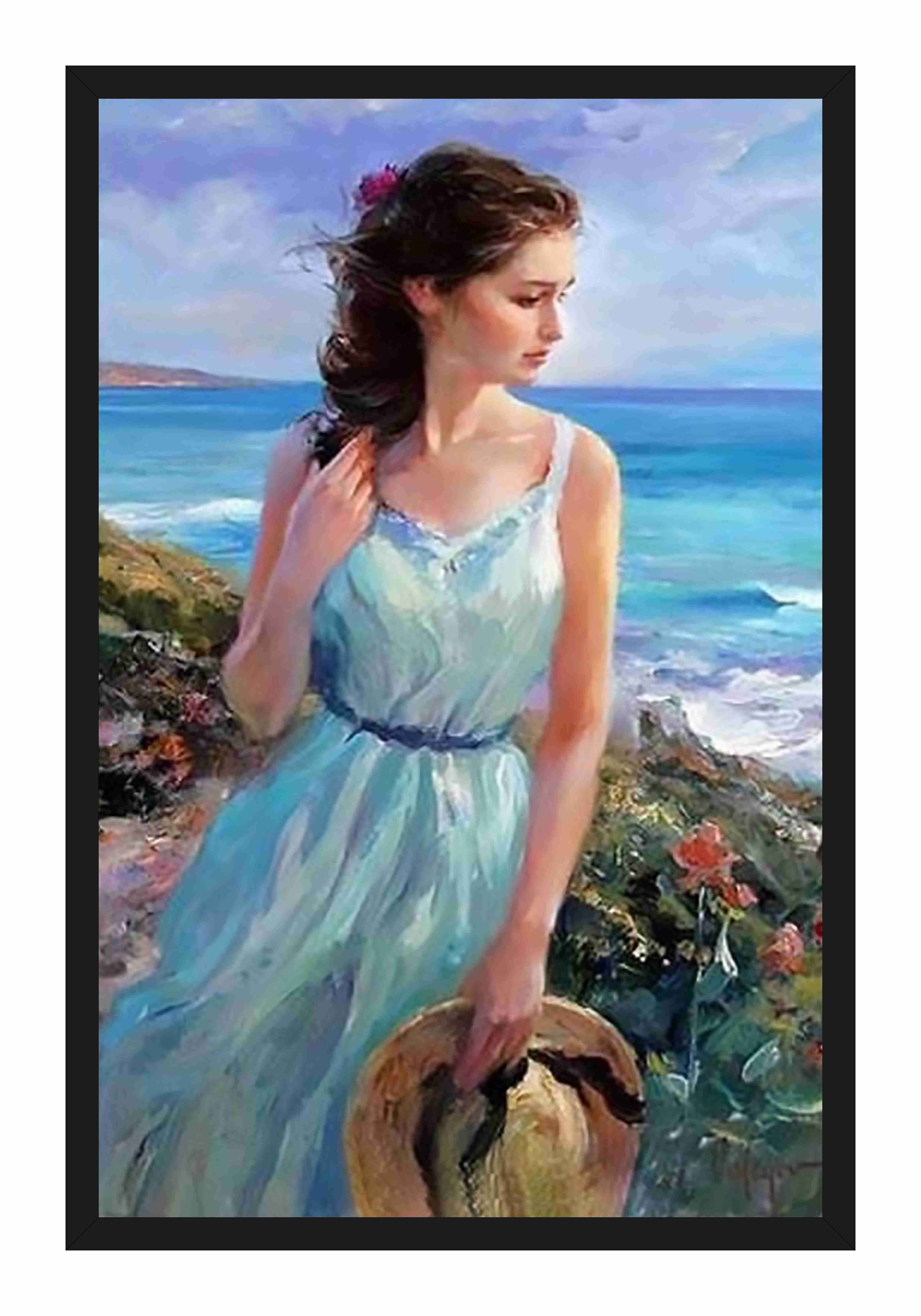 Hk Prints Hot And Beautiful Lady Painting With Frame X Inch Wood Painting With Frame Buy Hk