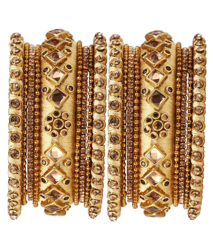 Accessorisingg Traditional Indian Silk Thread Bangles With Kundan