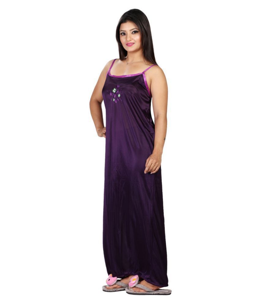 Buy Hafsa Satin Nighty Night Gowns Multi Color Online At Best