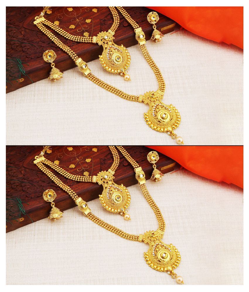 Sukkhi Alloy Golden Long Haram Traditional 18kt Gold Plated Necklace