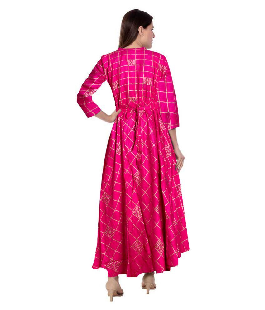 Jwf Pink Rayon Anarkali Kurti Buy Jwf Pink Rayon Anarkali Kurti