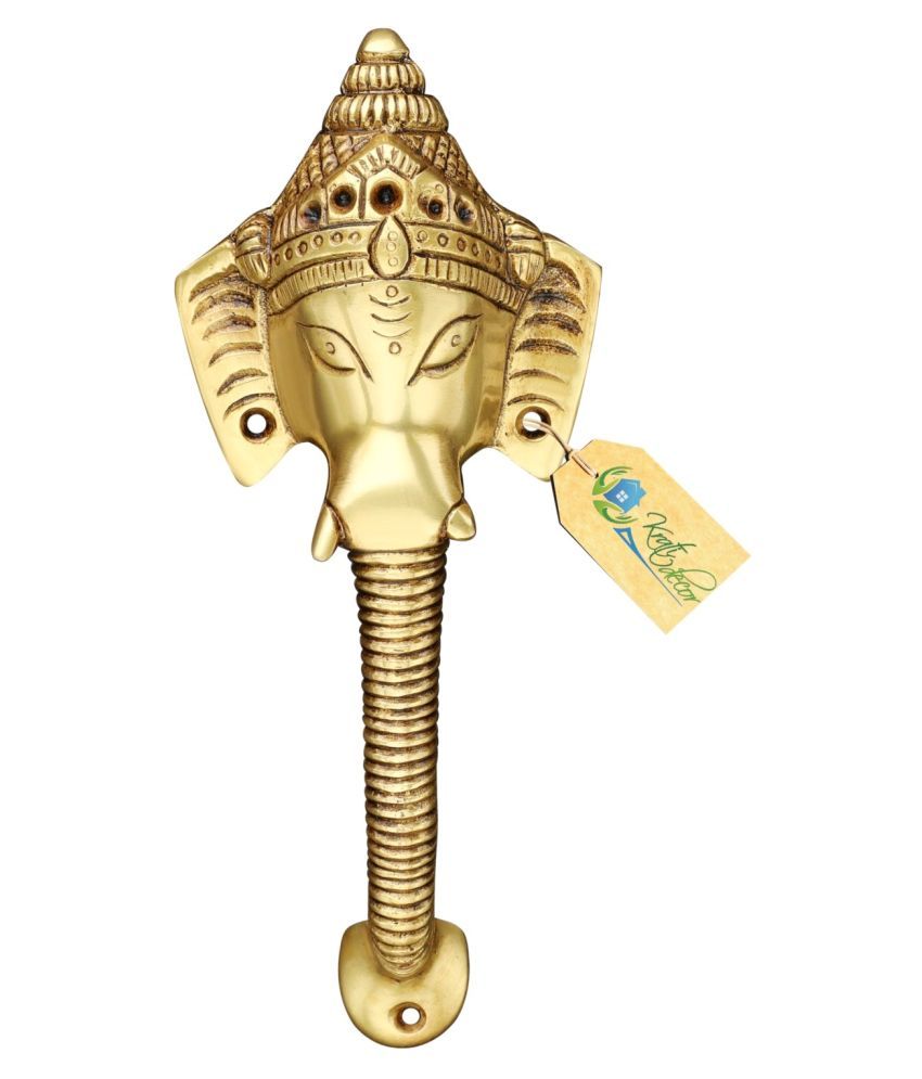 Buy Kratidecor Designer Crown Ganesha Brass Door Handle Yellow Antique