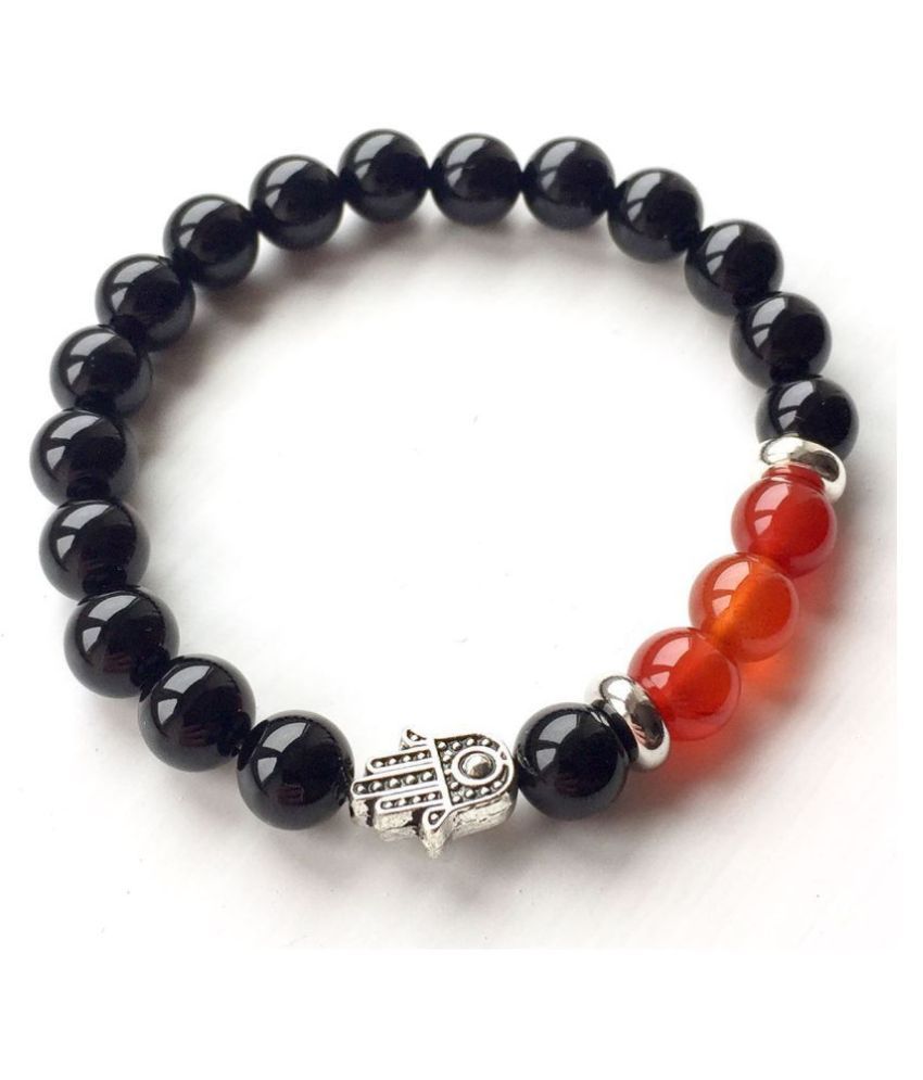 Mm Black Onyx And Red Carnelian With Hamza Natural Agate Stone