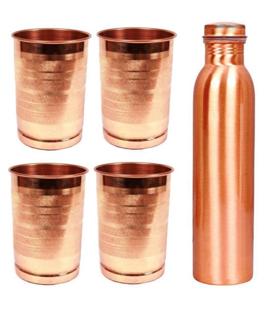 Veda Home Lifestyle Veda Copper Bottle Set Copper Ml Copper