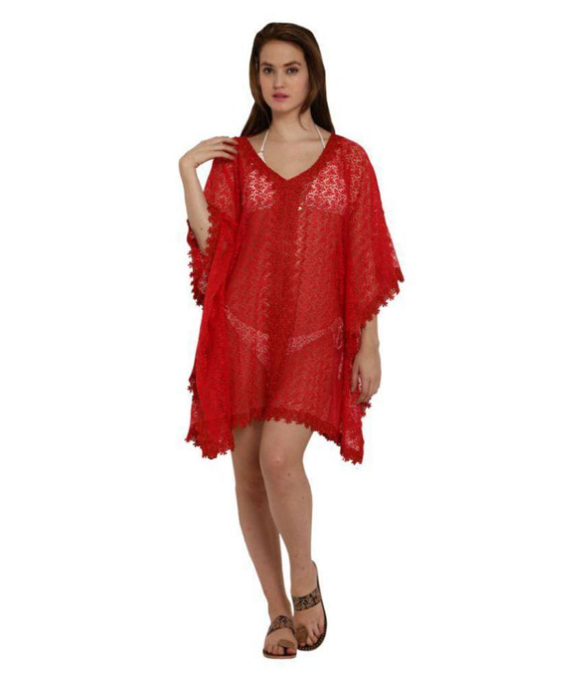 Buy Fascinating Lingerie Poly Cotton Red Cover Ups Online At Best