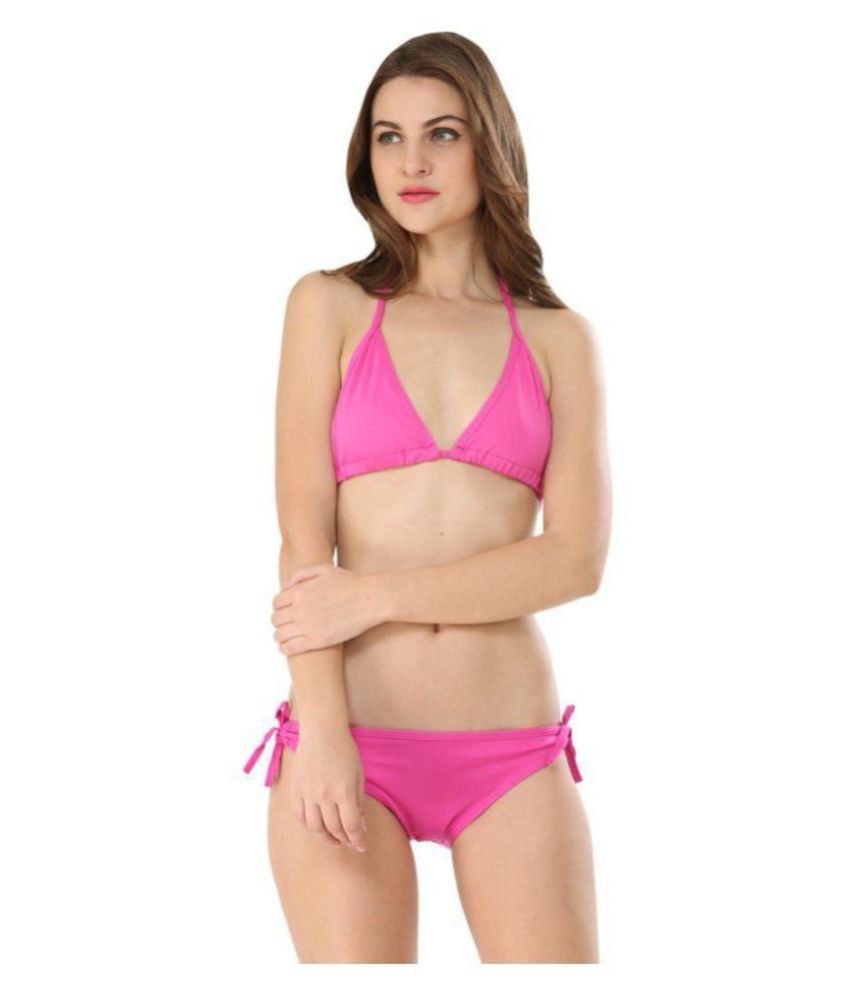 Buy Fascinating Lingerie Synthetic Pink Bikini Online At Best Prices In