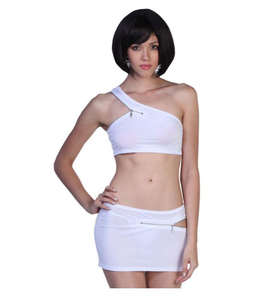 Buy Fascinating Lingerie Synthetic White Bikini Online At Best Prices