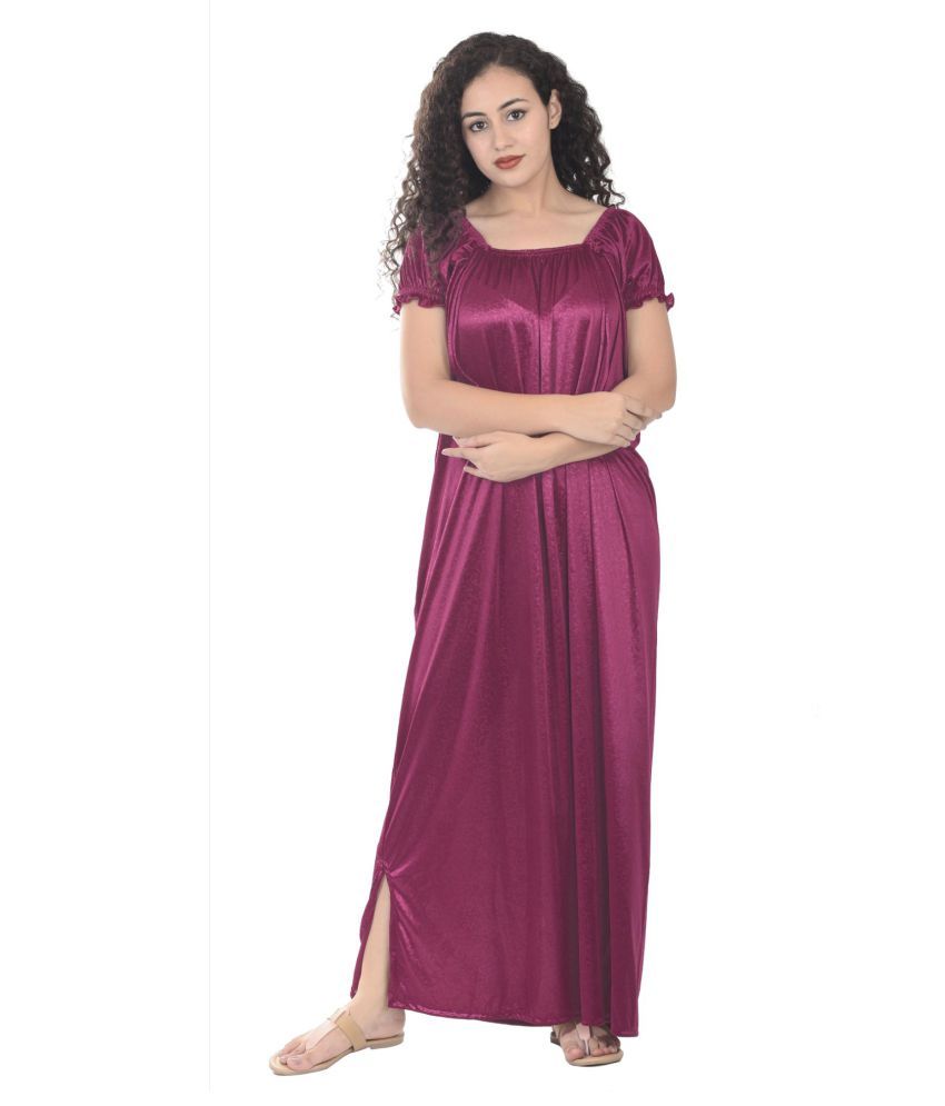 Buy Rajeraj Satin Nighty Night Gowns Multi Color Online At Best