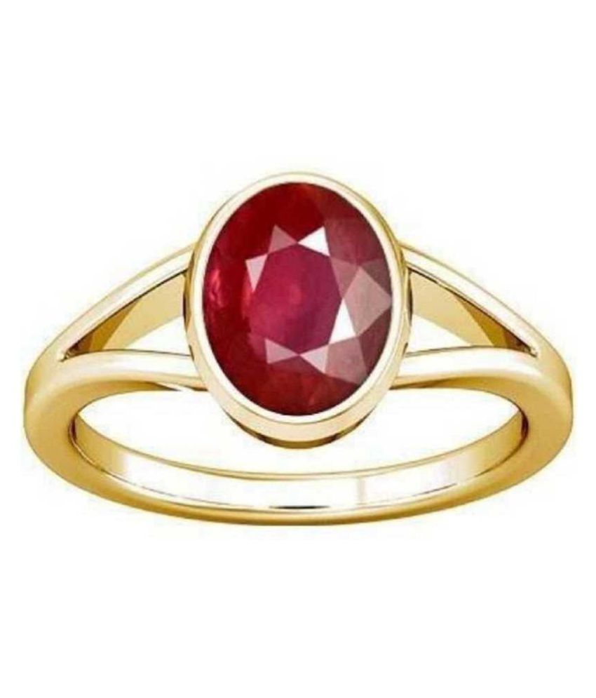 Ratti Ruby Manik Ring With Natural Gold Plated Ruby Manik Stone