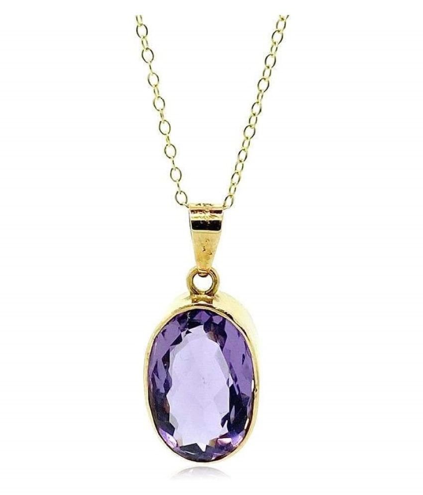 Original Effective 5 Ratti Amethyst Stone Gold Plated Pendant Without