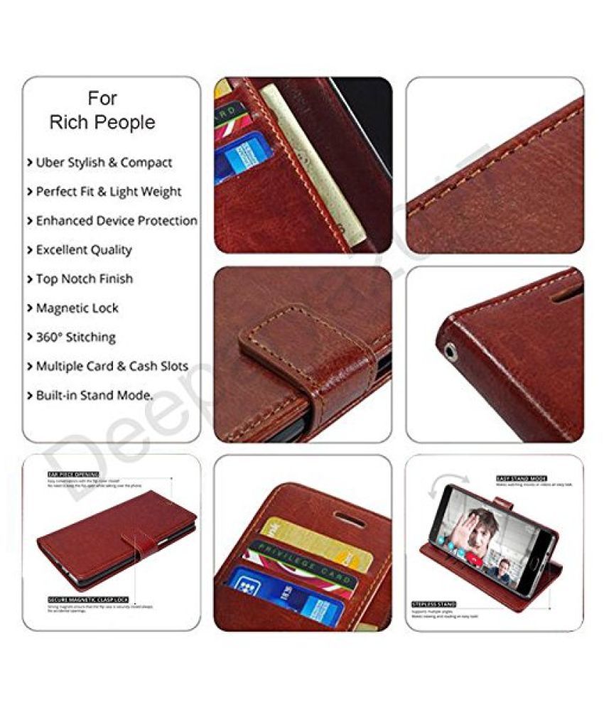 Motorola Moto G Plus Flip Cover By Clickaway Brown Wallet Style Flip