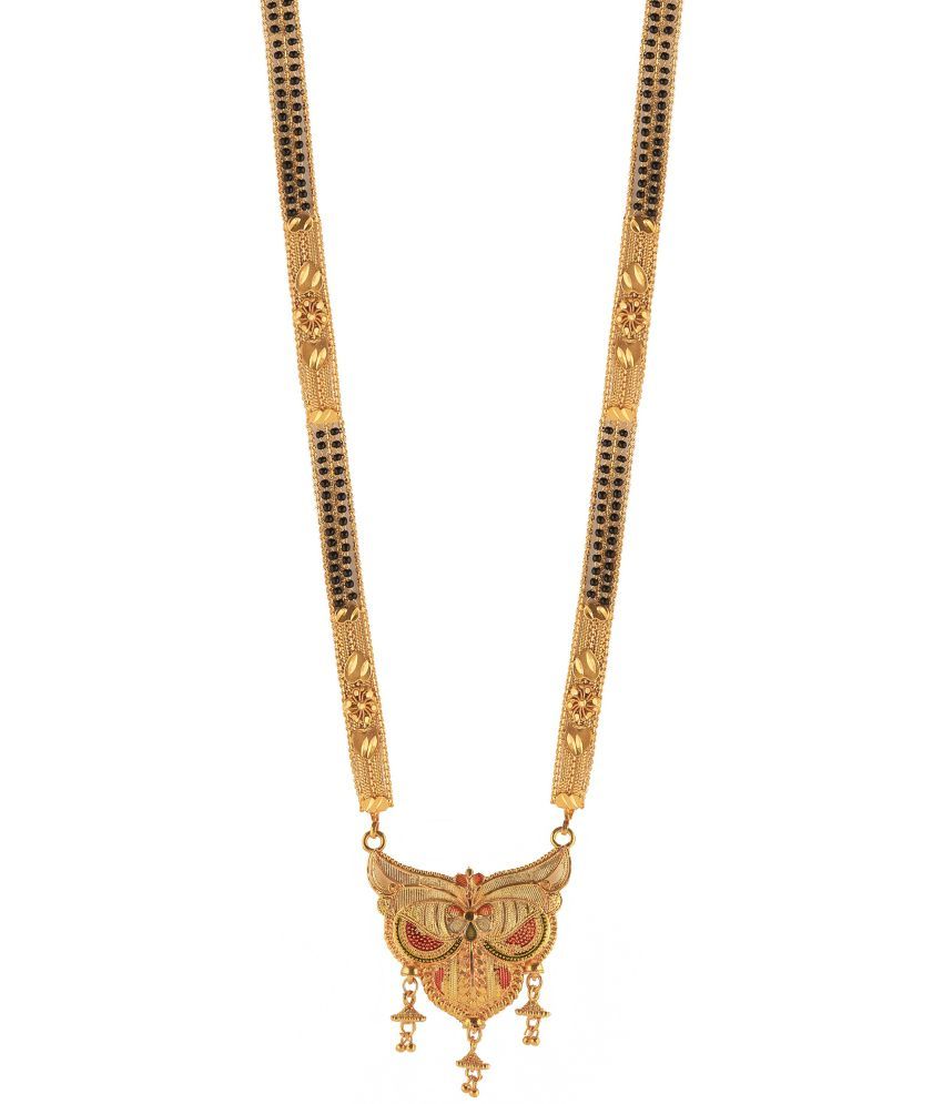 Traditional One Gram Gold Glorious Hand Meena Inch Long Mangalsutra