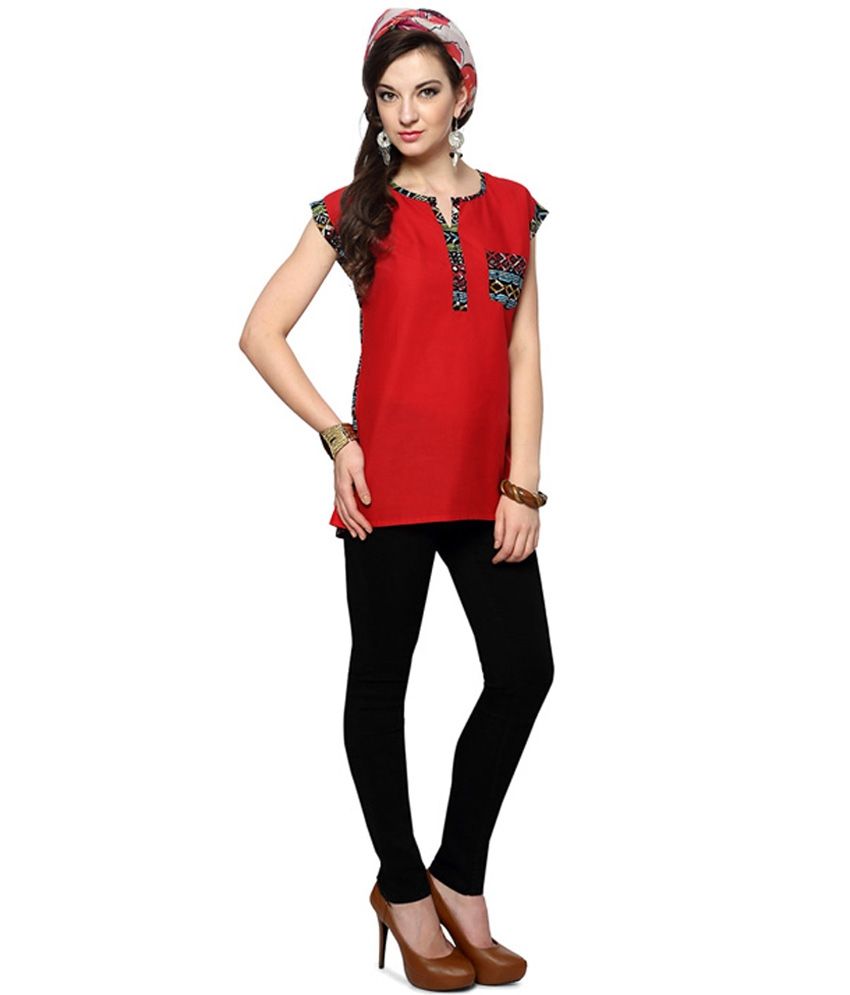 Akkriti by Pantaloons Red Cotton Tops Buy Akkriti by Pantaloons Red