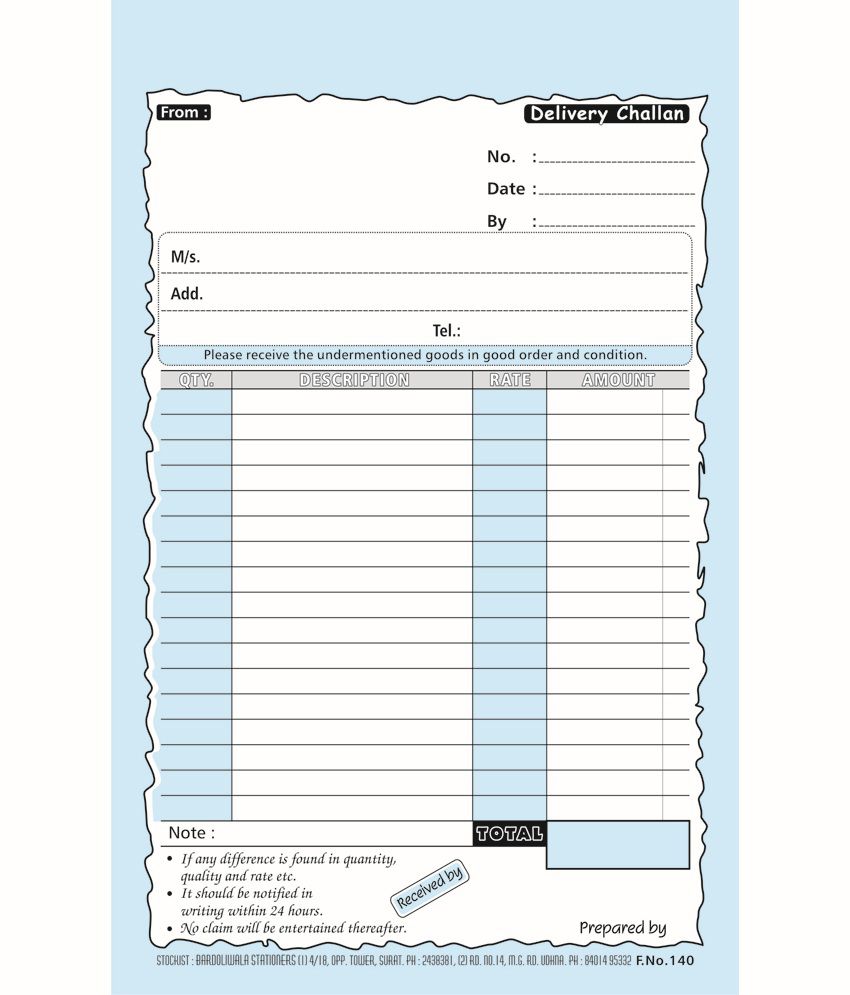 Bardoliwala Delivery Challan - Pack of 3: Buy Online at ...