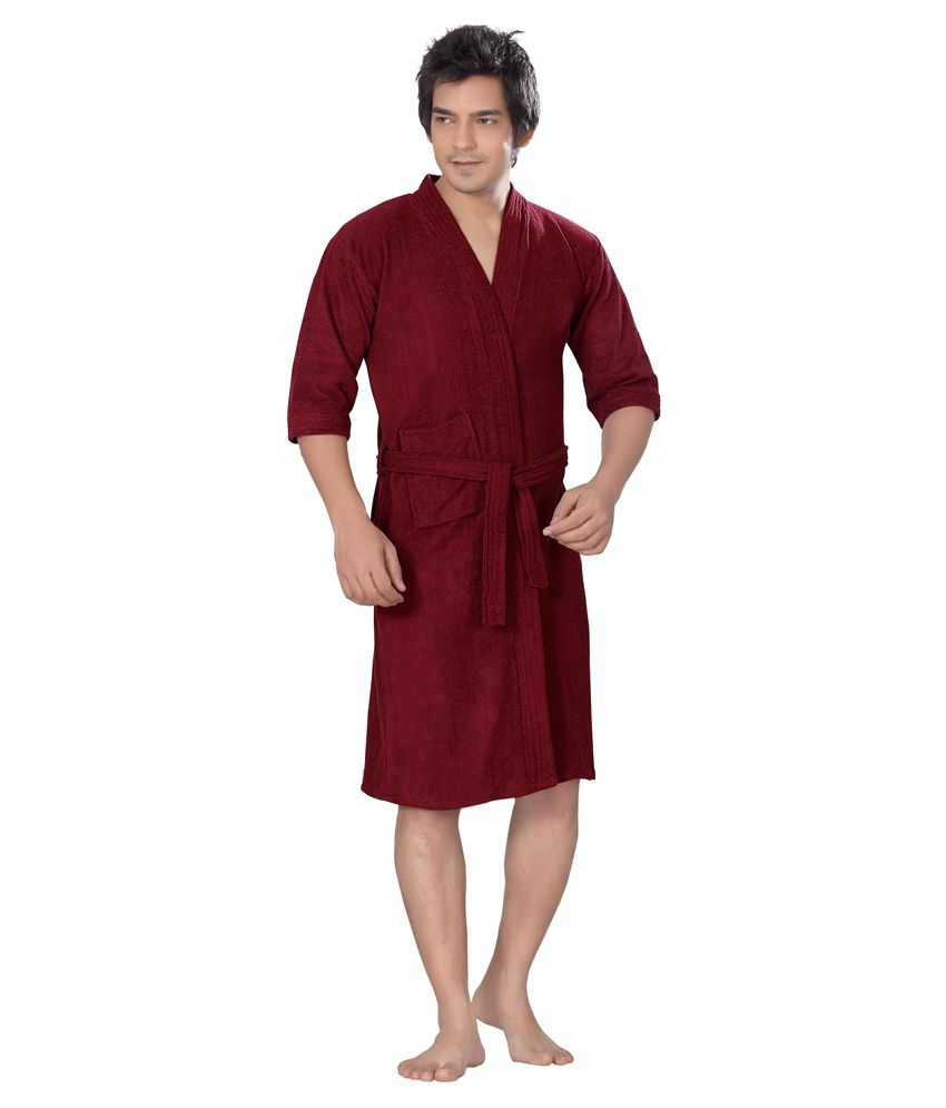 mens maroon bathrobe