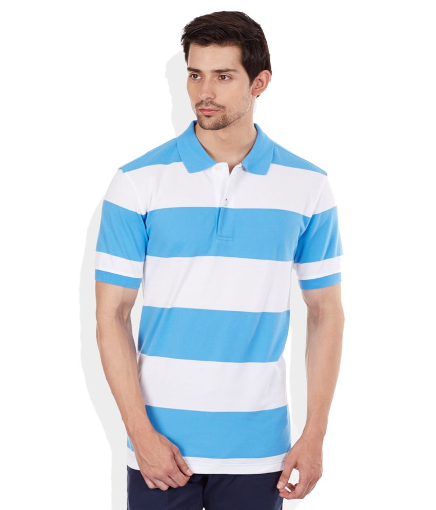 blue polo neck t shirt