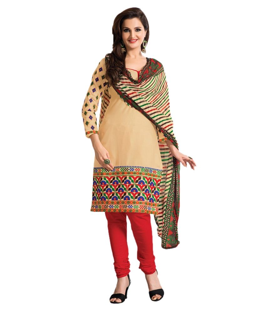 Indian Wholesale Clothing Beige Faux Georgette Dress Material - Buy Indian Wholesale Clothing 