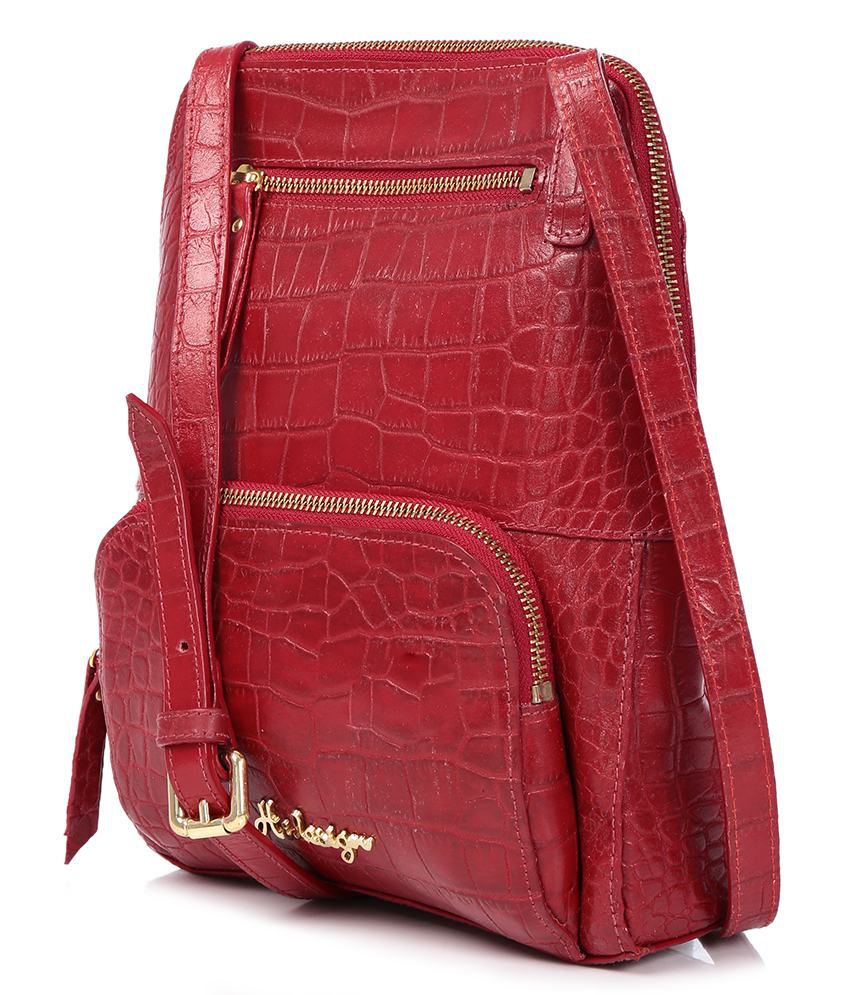 Hidesign 109 03 Red Leather Sling Bag - Buy Hidesign 109 03 Red Leather Sling Bag Online at Best ...