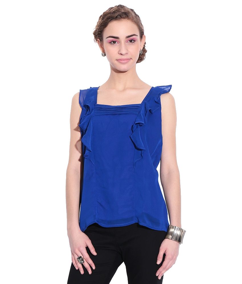 Mineral Blue Poly Georgette Tops - Buy Mineral Blue Poly Georgette Tops ...