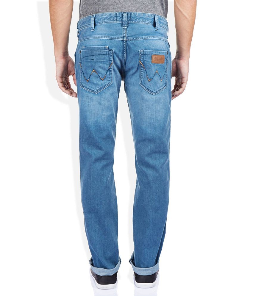 wrangler faded jeans