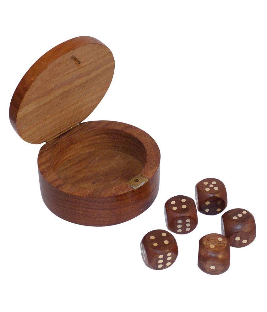 Crafts'man Handcrafted Dice Box In Round And 5 Dice Set Puzzles Wooden Toys And Games Buy
