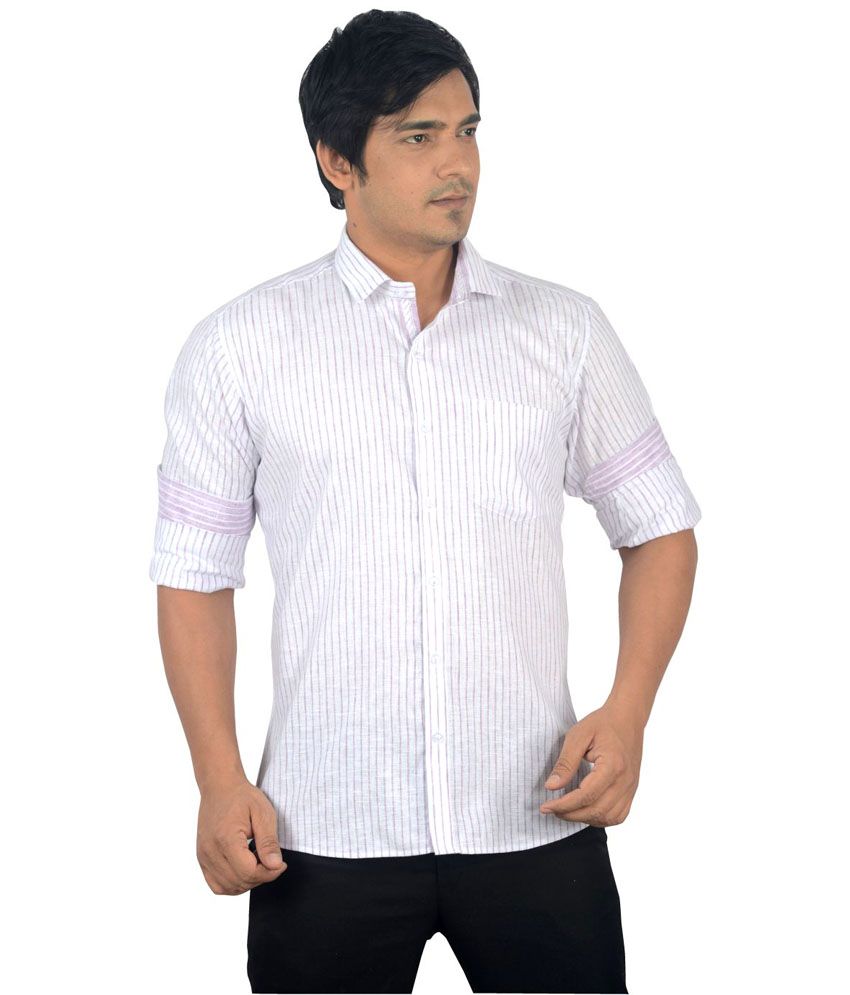 mens white linen blend shirt