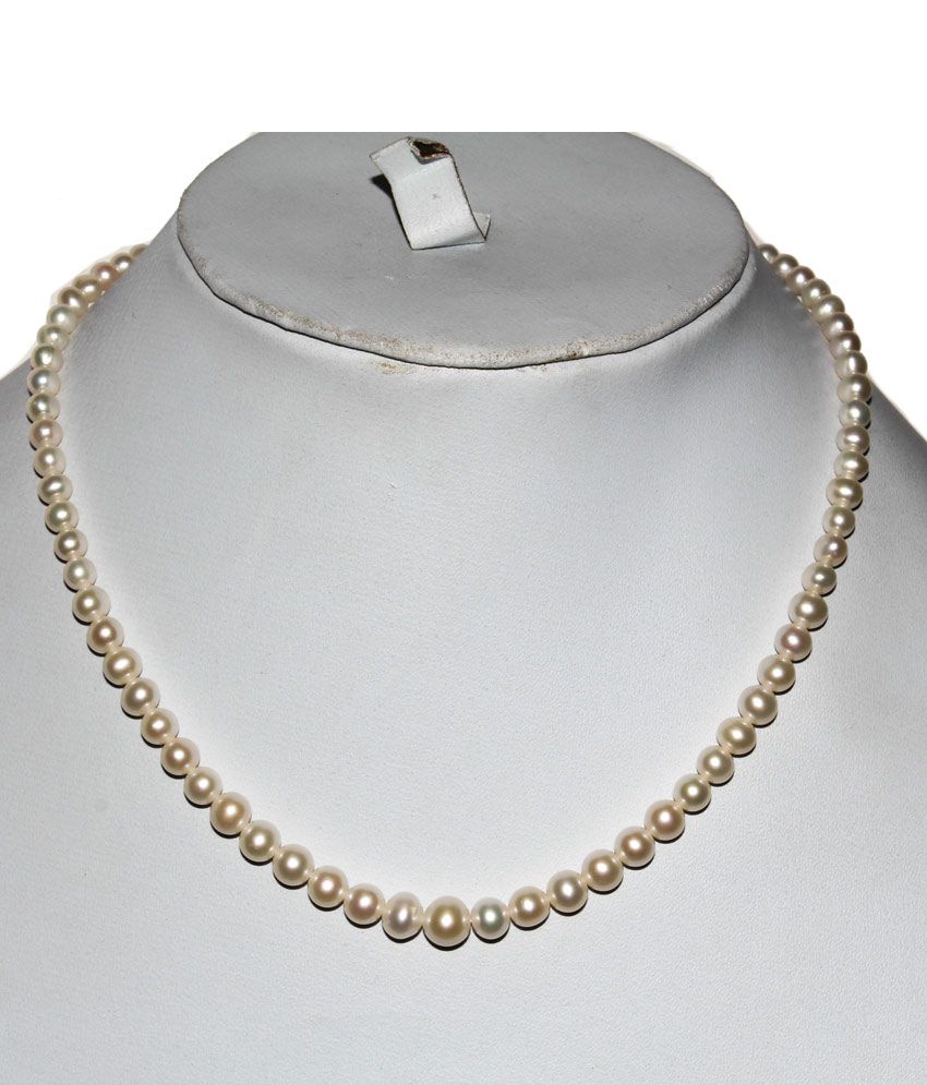 Buy quality White Flat Pearls Necklace With CZ Chakri 2 Layers JPM0085 in  Hyderabad