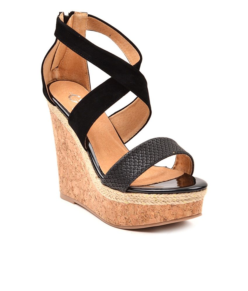 Carlton London Black Heeled Sandals Price in India- Buy Carlton London Black Heeled Sandals 