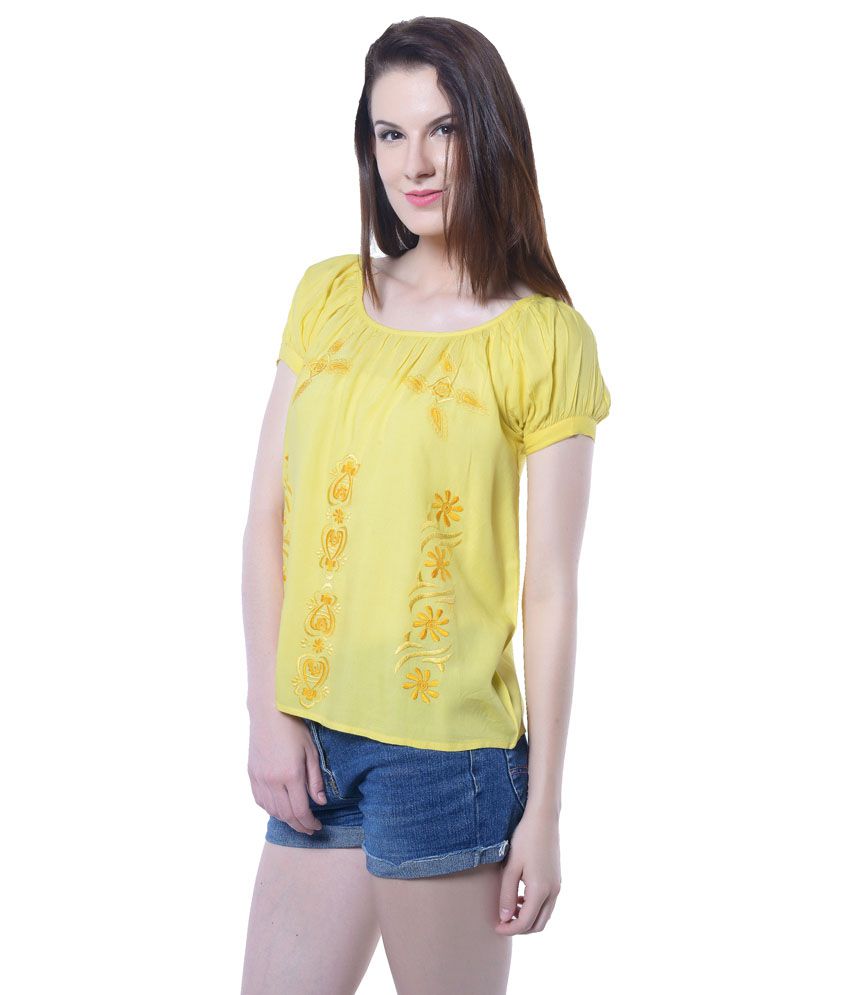 Florrie Fusion Yellow Rayon Tops - Buy Florrie Fusion Yellow Rayon Tops ...