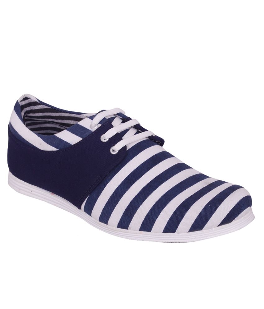 blue and white striped sneakers