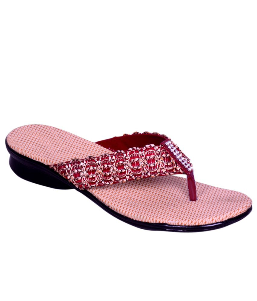 Frankfurt Maroon Thong Daily Wear Comfortable Sequence Flat Price in ...