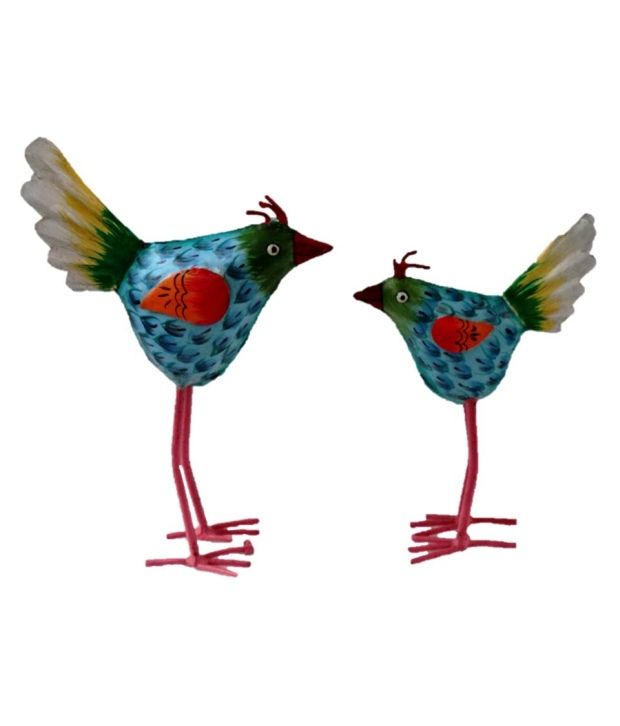 Colorful Iron Bird Hand Made Hand Painted Set Of 2 Buy Colorful Iron
