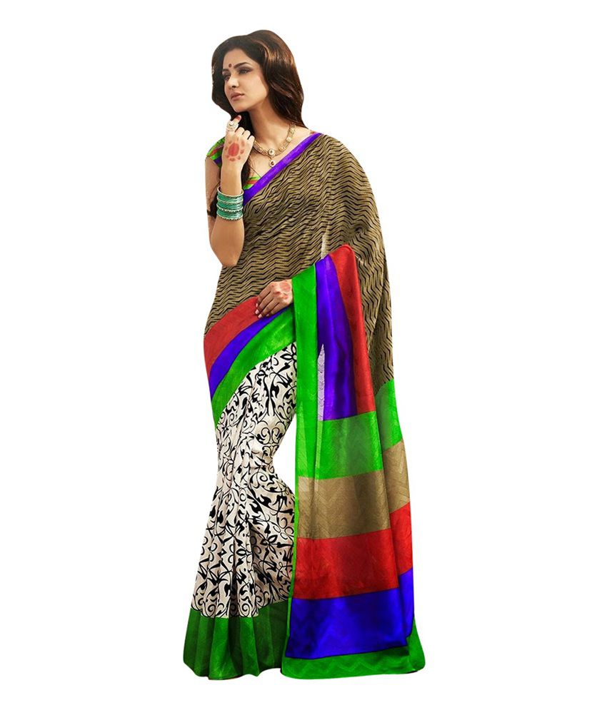 Rekha Sarees Multi Color Bhagalpuri Silk Saree - Buy Rekha ...
