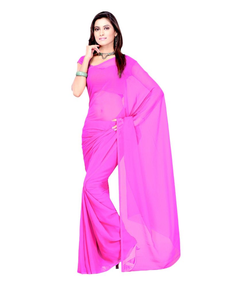 Pink Plain Saree - Buy Pink Plain Saree Online at Low Price - Snapdeal.com