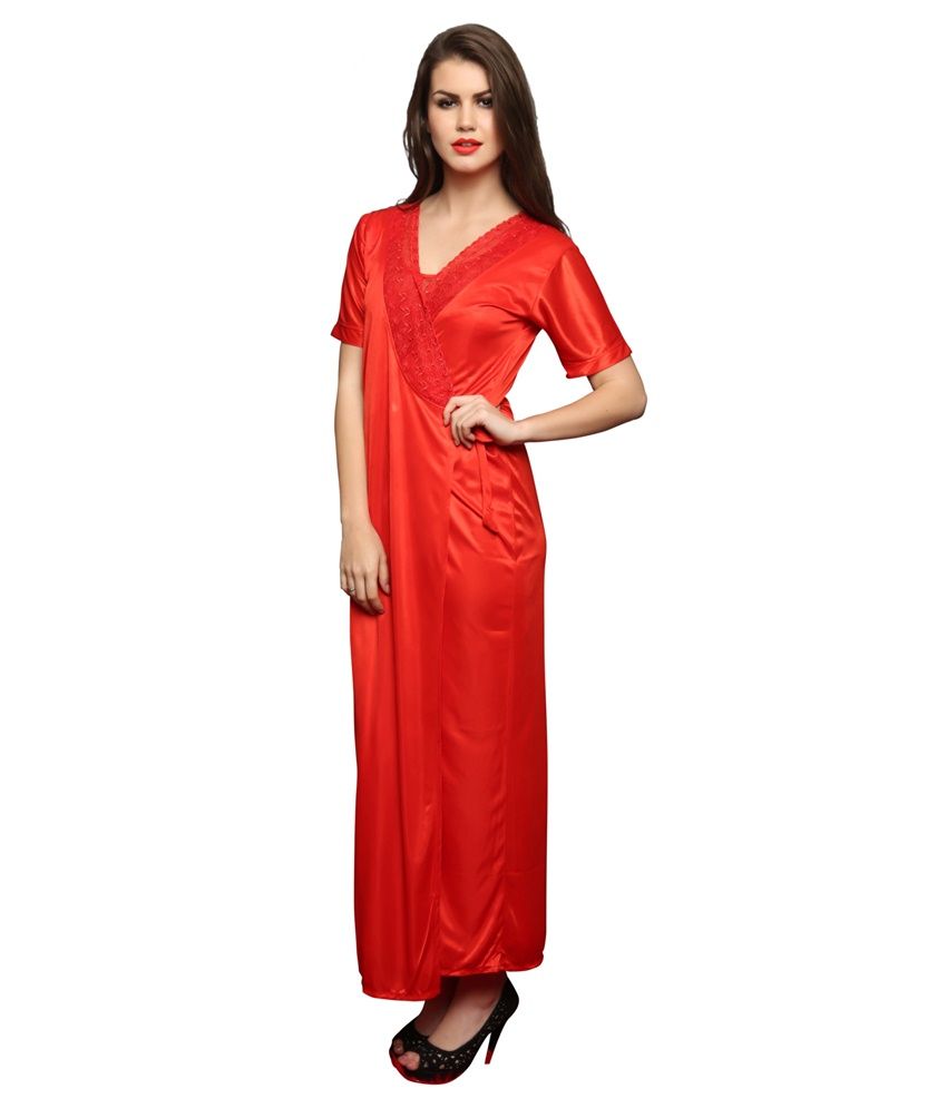 red silk robe long