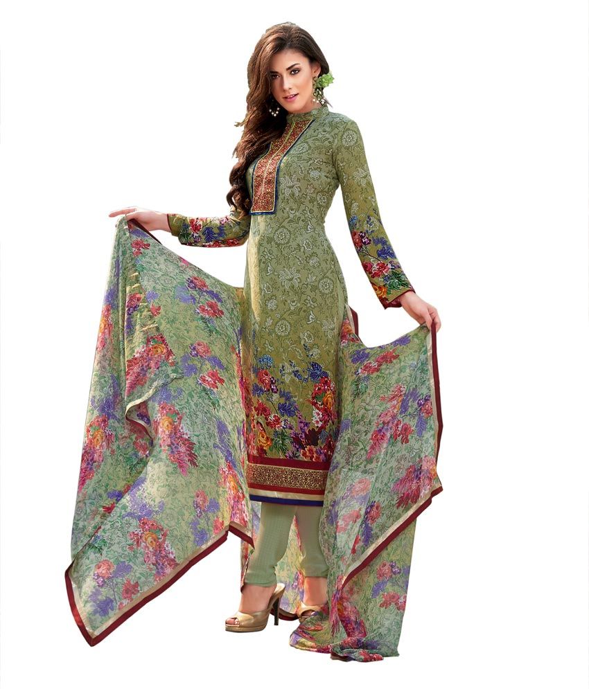 crepe printed salwar suit material