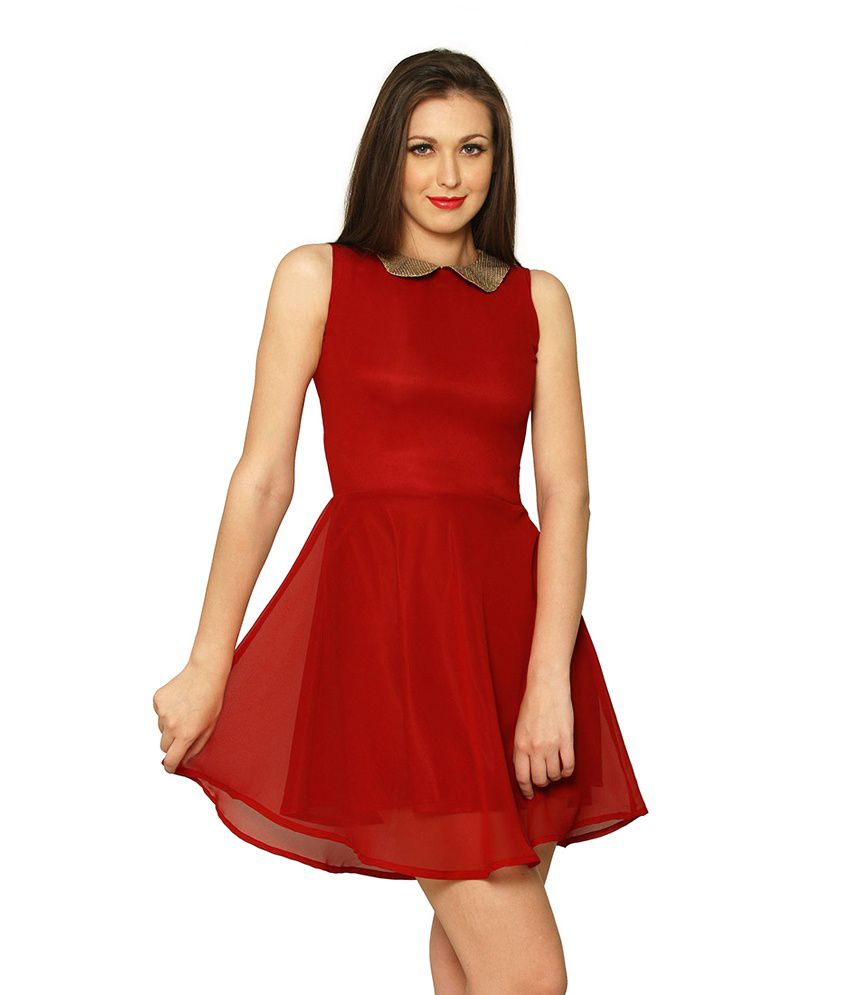 Firstloot Red Polyester Dresses - Buy Firstloot Red Polyester Dresses ...