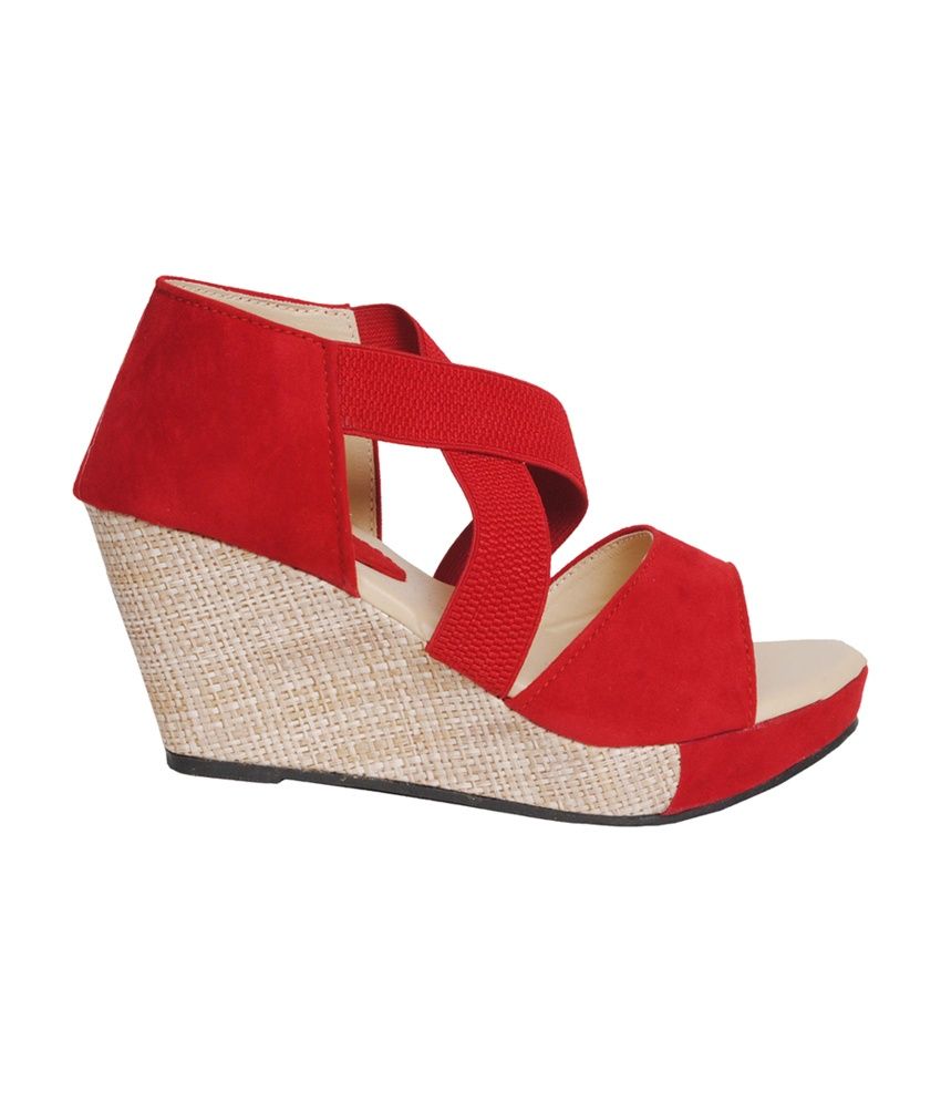red flat platform sandals