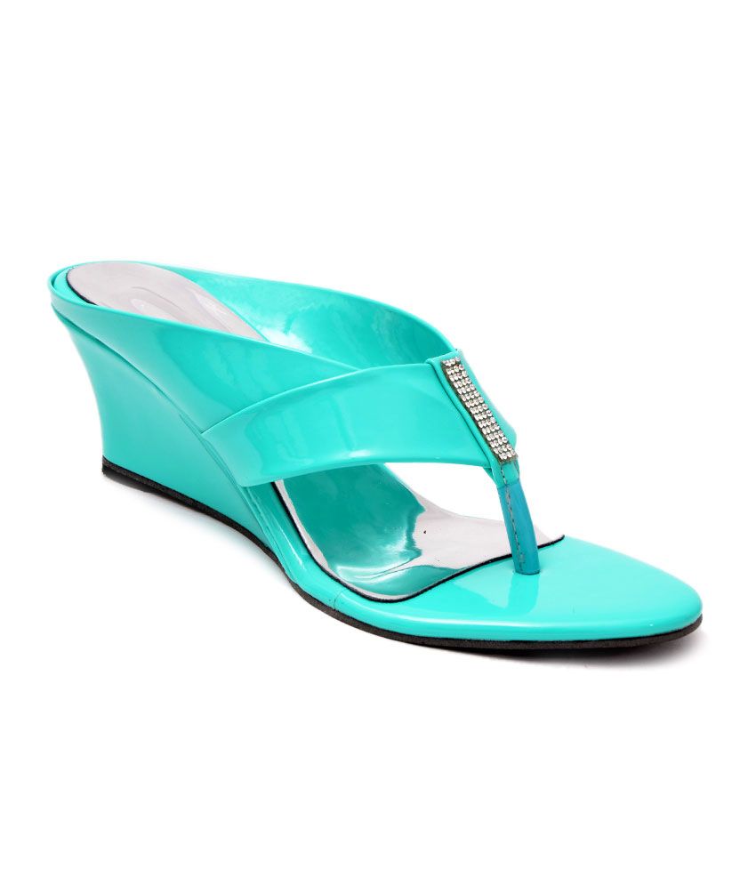 turquoise low heel sandals