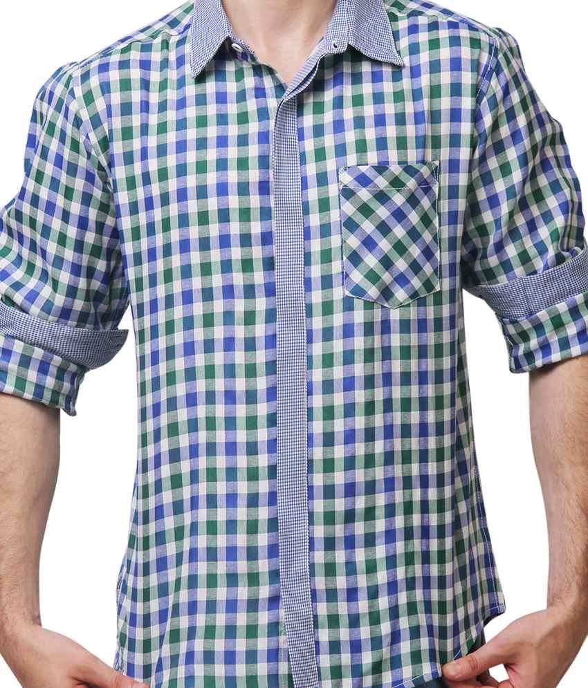 blue checkered shirt men