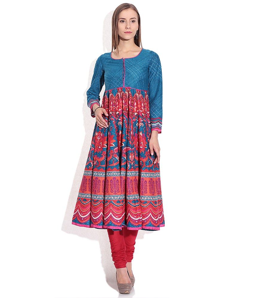 biba blue printed kurta