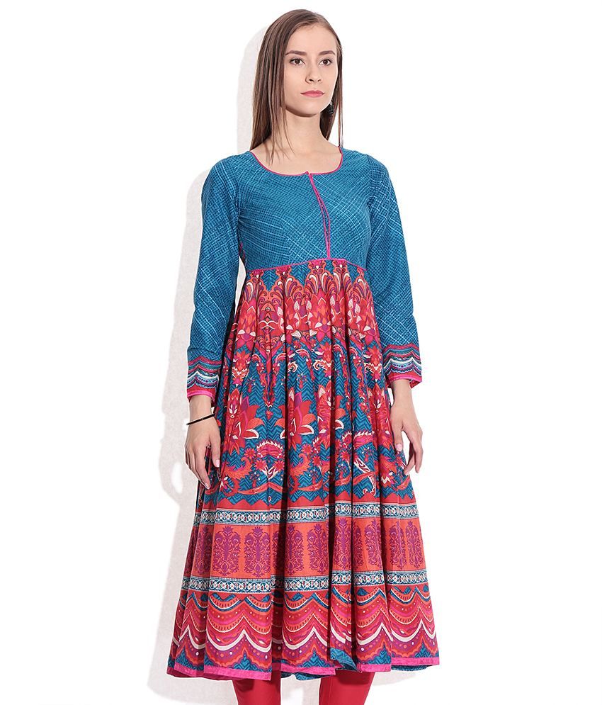 biba blue printed kurta