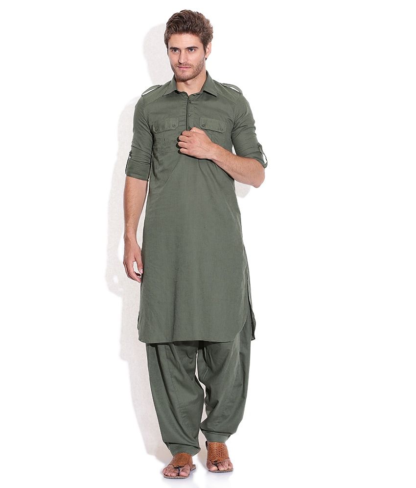 green pathani kurta pajama