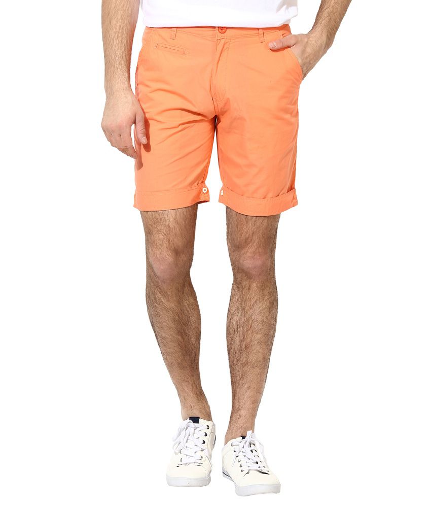Silver Streak Orange Cotton Shorts - Buy Silver Streak Orange Cotton ...