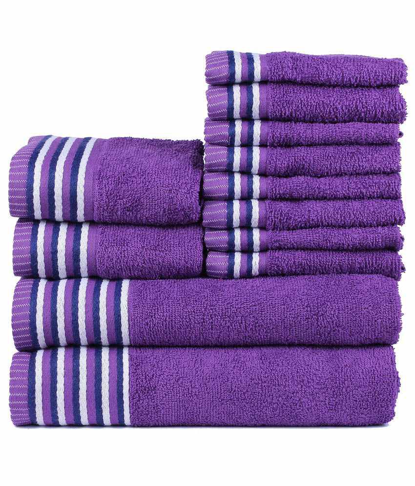     			Trident Set of 12 Cotton Towels - Purple