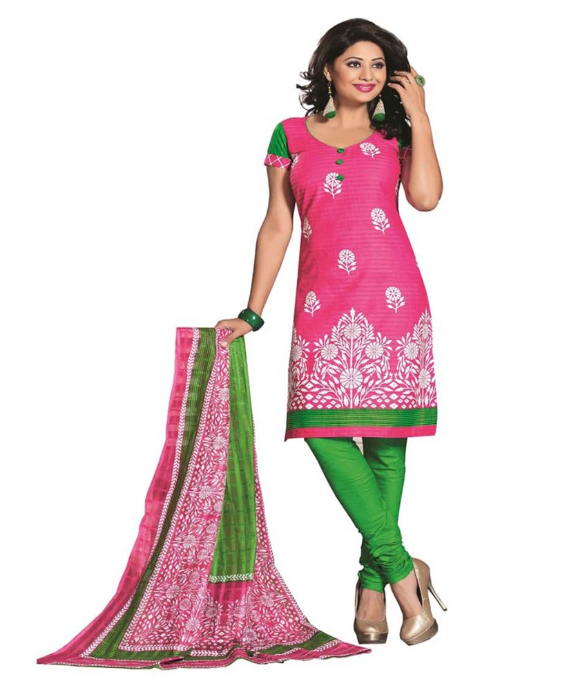 Laxmi Dress Materials Pink Cotton Dress Material Buy Laxmi Dress