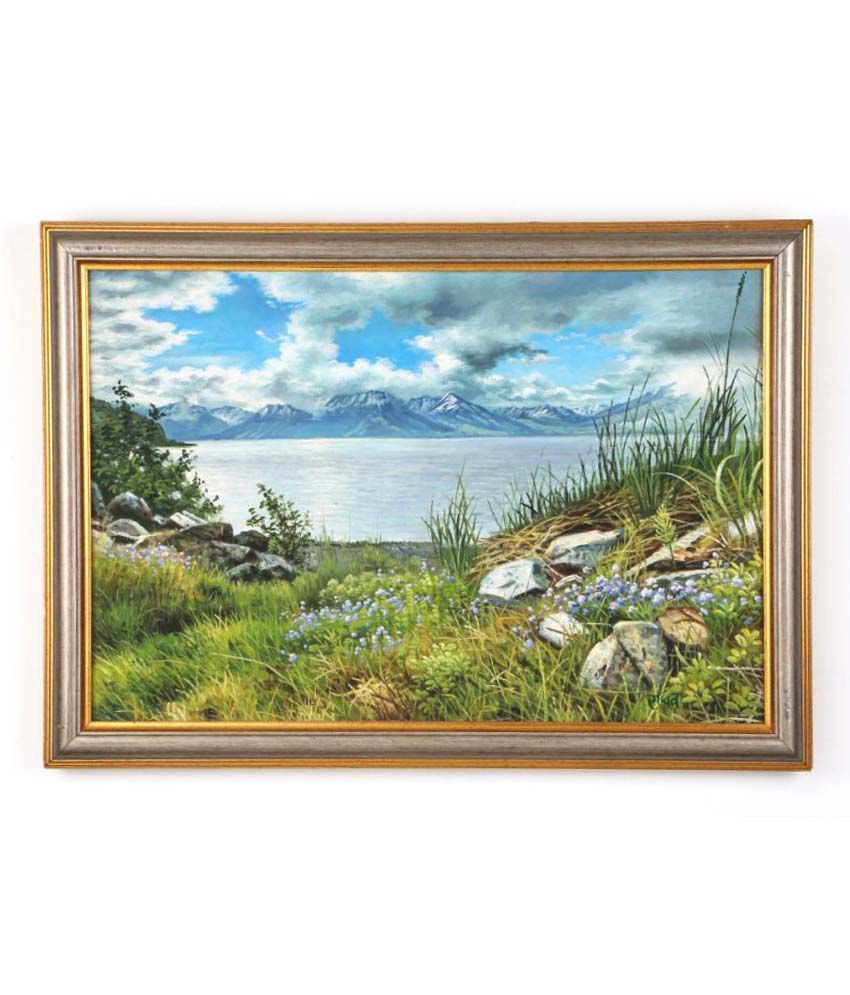 EarthenMetal Green Acrylic Frame Landscape Painting: Buy EarthenMetal