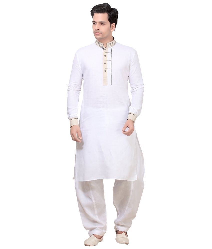 white pathani pattern