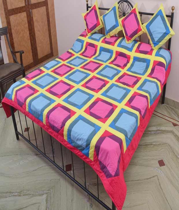 Aanantaa Multicolorcolor Cotton King Bedding Set With 4 Pillow Covers