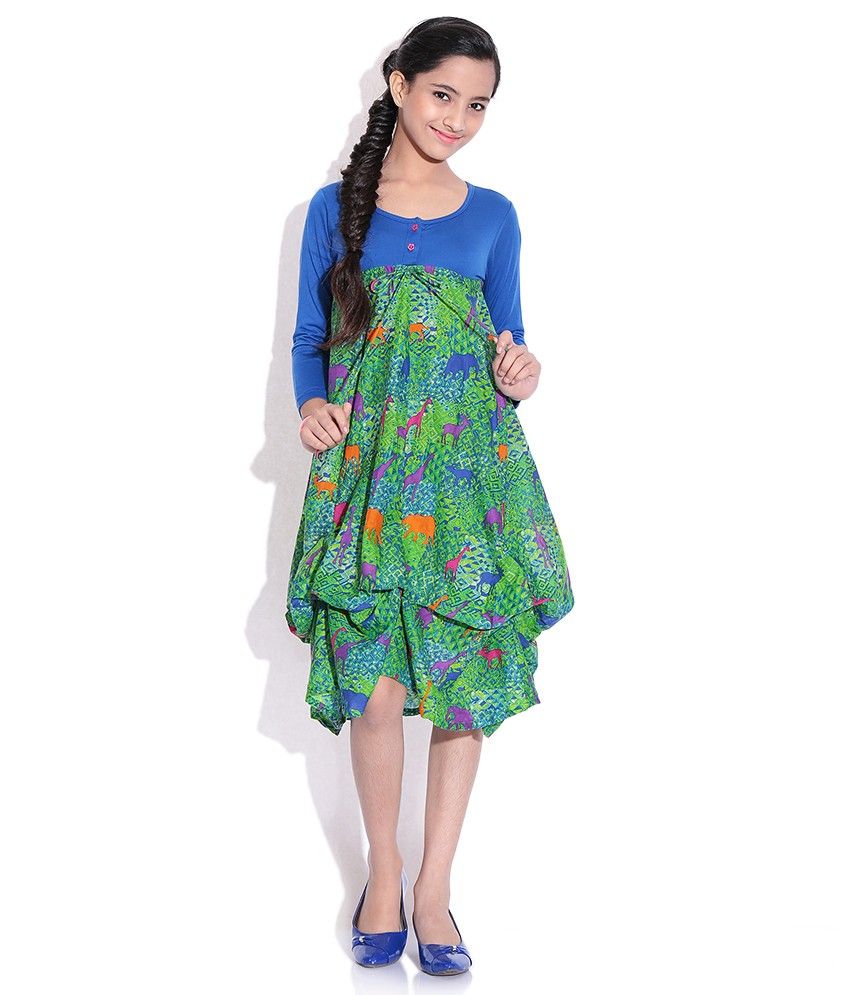 BIBA Green Cotton Dress for Kids Buy BIBA Green Cotton Dress for Kids Online at Low Price